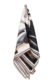 Шейный платок чёрно-белого цвета с узором в виде верховой сбруи COMO | Sokisahtel