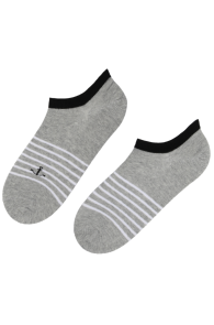 Укороченные хлопковые полосатые носки серого цвета CREW | Sokisahtel