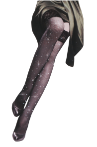 Женские стильные сетчатые чулки чёрного цвета с декоративными сверкающими стразами DIAMOND | Sokisahtel