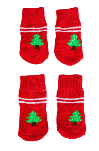 Красные антискользящие носки с ёлками для собак KOERASOKID | Sokisahtel