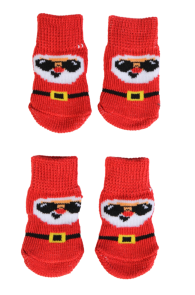Красные антискользящие носки с Дедом Морозом для собак KOERASOKID | Sokisahtel