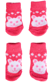 Розовые антискользящие носки с узором медведей для собак KOERASOKID | Sokisahtel