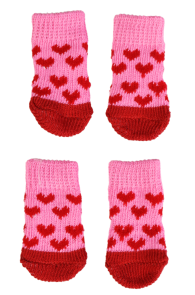 Розовые антискользящие носки с сердечками для собак KOERASOKID | Sokisahtel