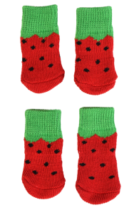 Красные антискользящие носки с узором клубники для собак KOERASOKID | Sokisahtel