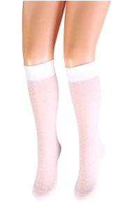 DOTS 20 DEN white knee-highs with dots for kids | Sokisahtel