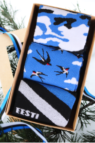 Подарочный набор из 3 пар женских хлопковых носков в эстонской тематике EESTIMAA (Эстония) | Sokisahtel