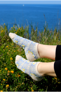 Укороченные хлопковые носки голубого цвета в винтажном стиле ELIISE | Sokisahtel
