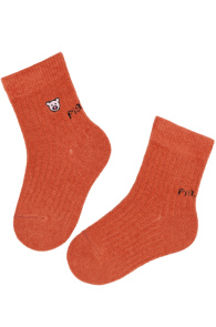 Хлопковые детские носки оранжевого цвета с милыми хрюшками EMILY | Sokisahtel