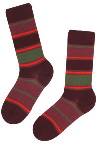 FANTASIA burgundy striped cotton socks | Sokisahtel