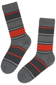 FANTASIA grey striped cotton socks | Sokisahtel