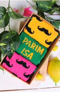 Подарочный набор из 3 пар милых усатых носков на День отца PELLE | Sokisahtel