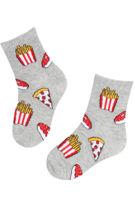FOOD grey pizza cotton socks for kids | Sokisahtel