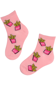 FOOD pink french fries cotton socks for kids | Sokisahtel