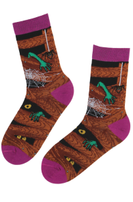 HAZEL brown Halloween socks with monsters | Sokisahtel