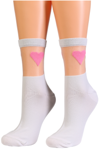 HEARTY light gray socks with pink hearts | Sokisahtel