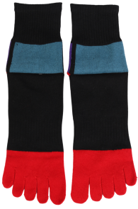 Хлопковые пальчиковые носки чёрного цвета с красным мыском HECTOR | Sokisahtel