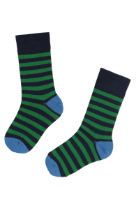 JOEL green striped cotton socks for children | Sokisahtel