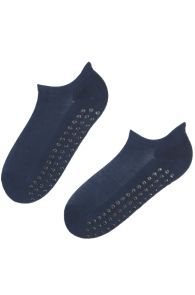 Хлопковые укороченные носки тёмно-синего цвета с защитой от скольжения JUMP | Sokisahtel