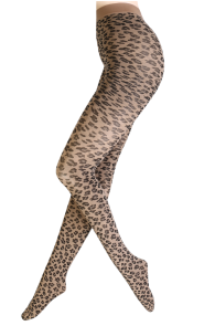 Фантазийные колготки бежевого цвета с леопардовым узором JUSTINE | Sokisahtel