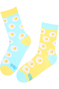 Хлопковые носки желто-голубого цвета для мужчин и женщин KANAMUNA (яичница) | Sokisahtel