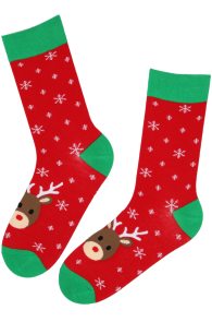 KAUR red cotton Reindeer socks for men | Sokisahtel