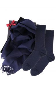 Подарочный комплект из шерстяных носков VEIKO и темно-синего шарфа из шерсти альпака для мужчин | Sokisahtel