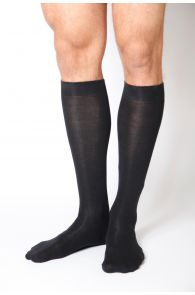 KRISS black cotton knee highs for men | Sokisahtel