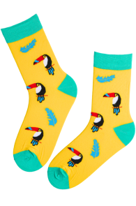 LARRY yellow tropical cotton socks | Sokisahtel