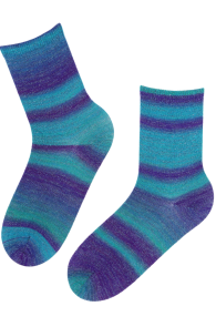 Тёплые шерстяные носки синего цвета с полосатым узором LIILIAN | Sokisahtel