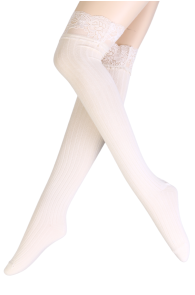 LORELEI white cotton knee-highs | Sokisahtel