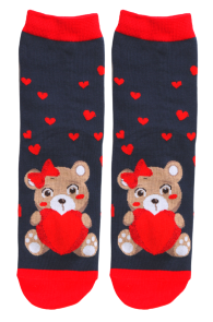 Хлопковые романтичные носки тёмно-синего цвета с милыми мишками MADLE | Sokisahtel