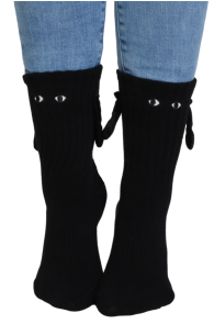 Хлопковые носки чёрного цвета c глазками и магнитными вставками MAGNET | Sokisahtel