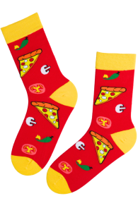 Красные хлопковые носки с узором пиццы MATEO | Sokisahtel