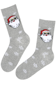 Хлопковые носки светло-серого цвета в Рождественской тематике MICK | Sokisahtel