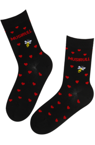 Чёрные хлопковые носки с сердечками MUSIRULL | Sokisahtel