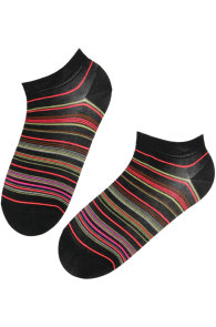 Хлопковые укороченные (спортивные) носки с полосками в розовых оттенках NEON | Sokisahtel