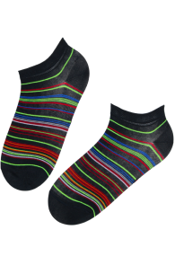 Хлопковые укороченные (спортивные) носки с полосками в холодных оттенках NEON | Sokisahtel