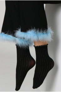 Тонкие фантазийные носки чёрного цвета с блестящим узором NEYA | Sokisahtel
