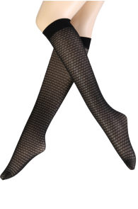 NORITA black patterned knee-highs | Sokisahtel