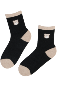 Тёплые носки чёрного цвета с милыми мишками OTELLO | Sokisahtel