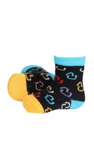 Хлопковые носки черного цвета с резиновыми уточками и нескользящей подошвой для малышей PARDIRALLI (утиное ралли) | Sokisahtel