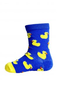 Хлопковые носки синего цвета с желтыми уточками и нескользящей подошвой для малышей PARDIRALLI | Sokisahtel