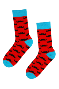 PELLE red cotton socks with moustache pattern for men | Sokisahtel