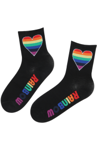 Хлопковые носки чёрного цвета с радугой RAINBOW | Sokisahtel
