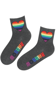 Хлопковые носки тёмно-серого цвета с радугой RAINBOW | Sokisahtel