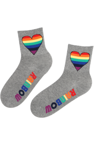 Хлопковые носки серого цвета с радугой RAINBOW | Sokisahtel