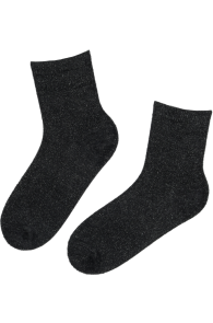 Хлопковые пушистые носки чёрного цвета с блеском SÄDE | Sokisahtel