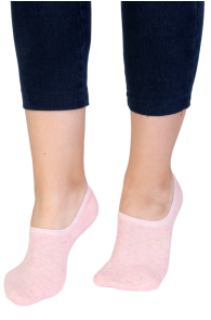 Женские хлопковые носки-следки светло-розового цвета с изображением блестящего бантика SAARA | Sokisahtel