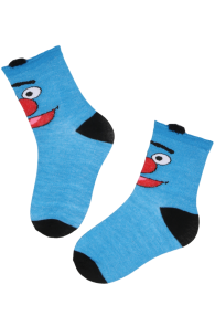Хлопковые детские носки синего цвета с мультяшным персонажем SASSO | Sokisahtel