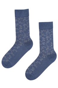 Мужские костюмные носки синего цвета из вискозы с растительным узором SCRABBLE | Sokisahtel